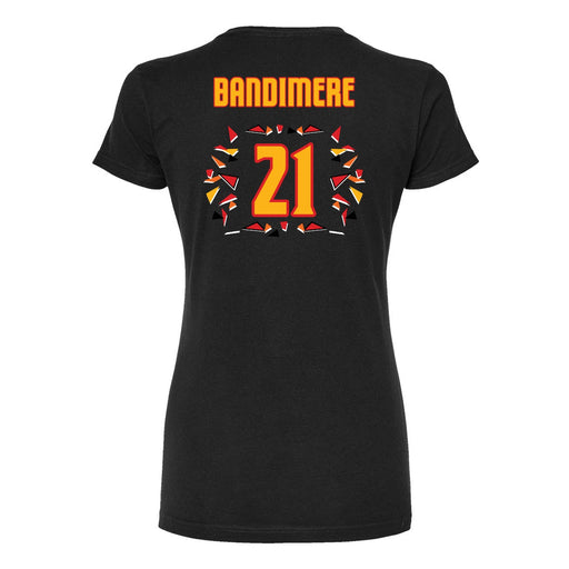 Back angle of the Norbert Bandimere MAS Kansas City Kings Wheelchair Basketball Amplife Women's Black Slim T-Shirt against a white background
