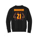 Back angle of the Norbert Bandimere MAS Kansas City Kings Wheelchair Basketball Amplife Youth Black Crewneck Sweatshirt against a white background