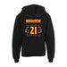 Back angle of the Norbert Bandimere MAS Kansas City Kings Wheelchair Basketball Amplife Youth Black Hoodie against a white background