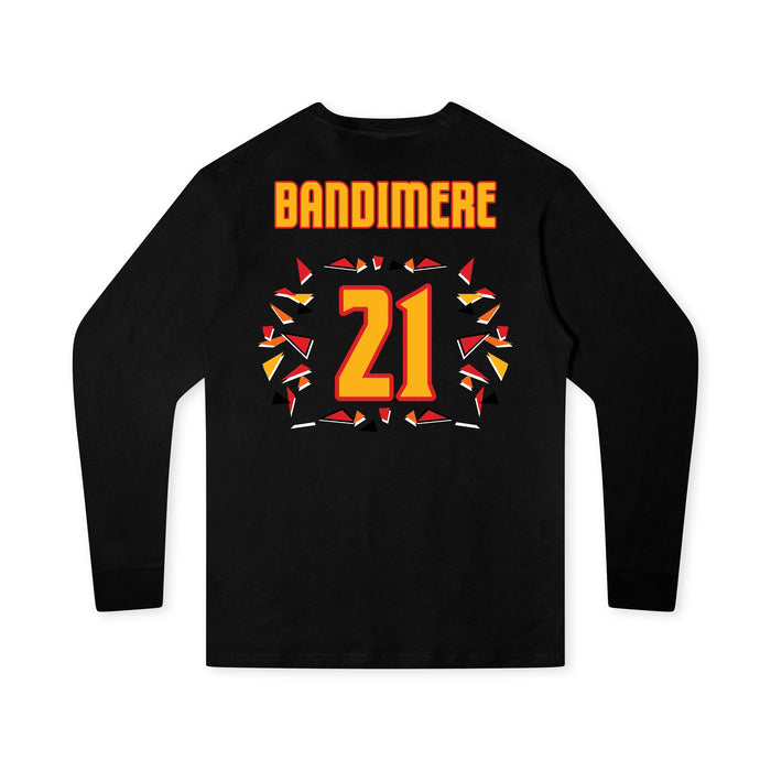 Back angle of the Norbert Bandimere MAS Kansas City Kings Wheelchair Basketball Amplife Youth Black Long Sleeve T-Shirt against a white background