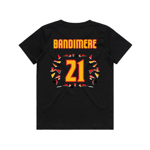 Back angle of the Norbert Bandimere MAS Kansas City Kings Wheelchair Basketball Amplife Youth Black T-Shirt against a white background