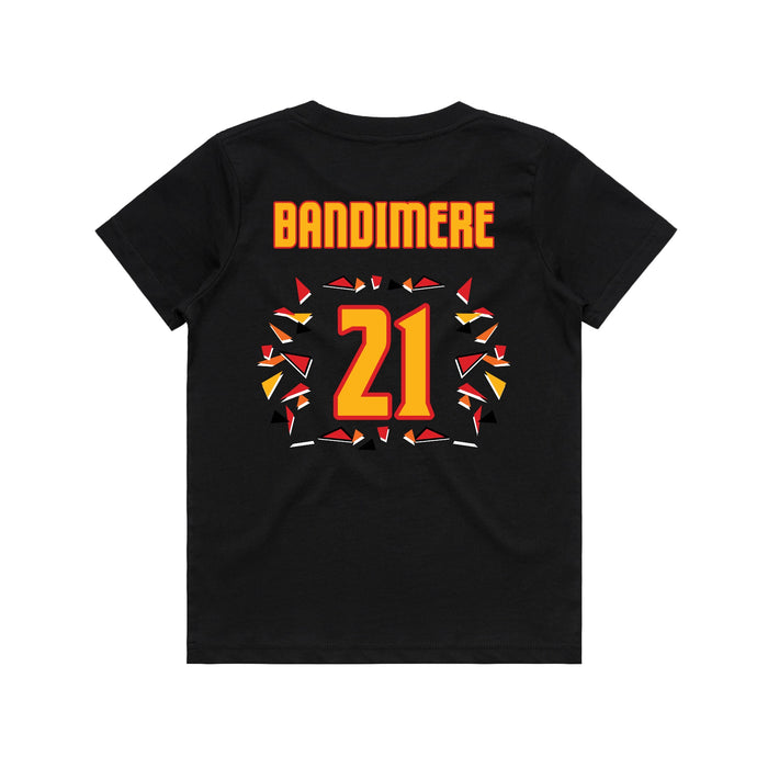 Back angle of the Norbert Bandimere MAS Kansas City Kings Wheelchair Basketball Amplife Youth Black T-Shirt against a white background