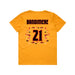 Back angle of the Norbert Bandimere MAS Kansas City Kings Wheelchair Basketball Amplife Youth Gold T-Shirt against a white background