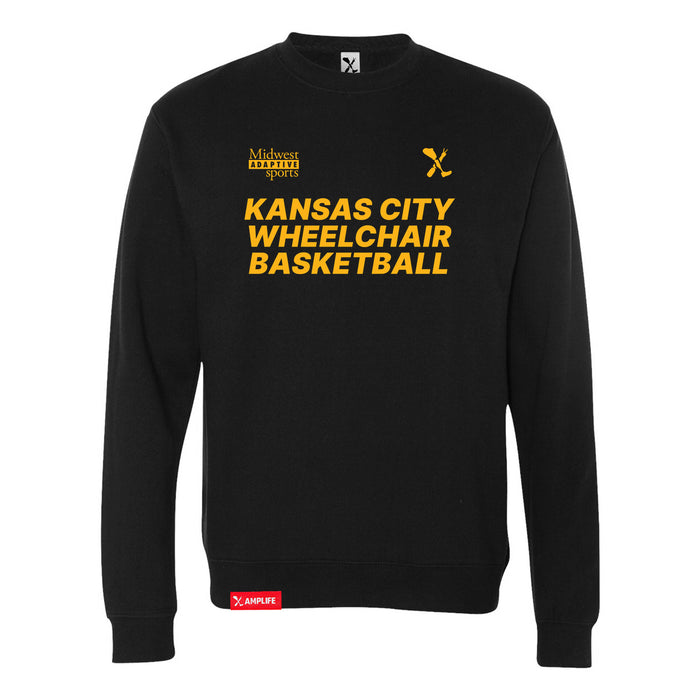 MAS Kansas City Kings Wheelchair Basketball Black Crewneck Sweatshirt on a white background
