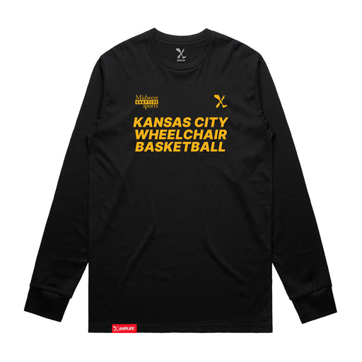 MAS Kansas City Kings Wheelchair Basketball Black Long Sleeve T-Shirt on a white background