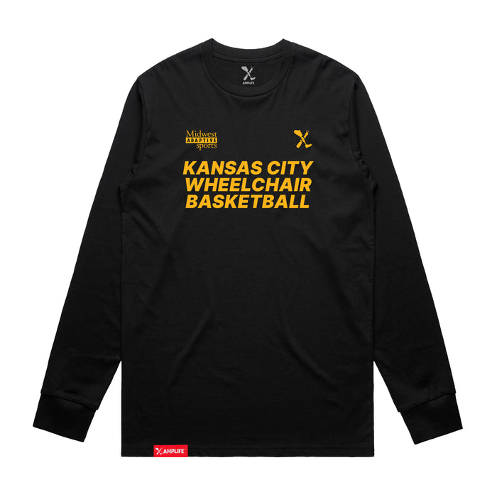MAS Kansas City Kings Wheelchair Basketball Black Long Sleeve T-Shirt on a white background
