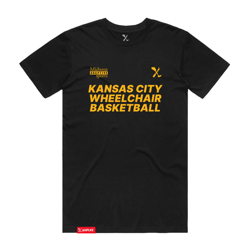 MAS Kansas City Kings Wheelchair Basketball Black T-Shirt on a white background