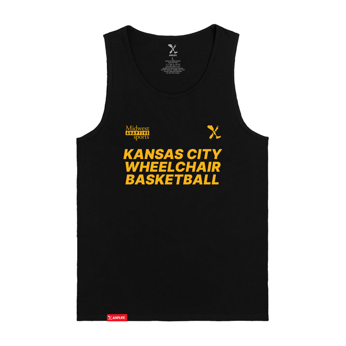 MAS Kansas City Kings Wheelchair Basketball Black Tank Top on a white background
