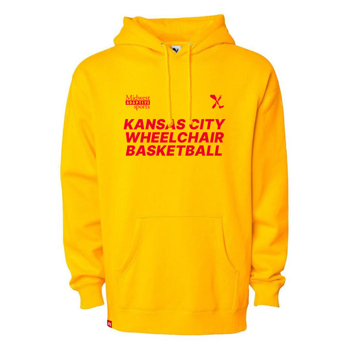 MAS Kansas City Kings Wheelchair Basketball Gold Hoodie on a white background