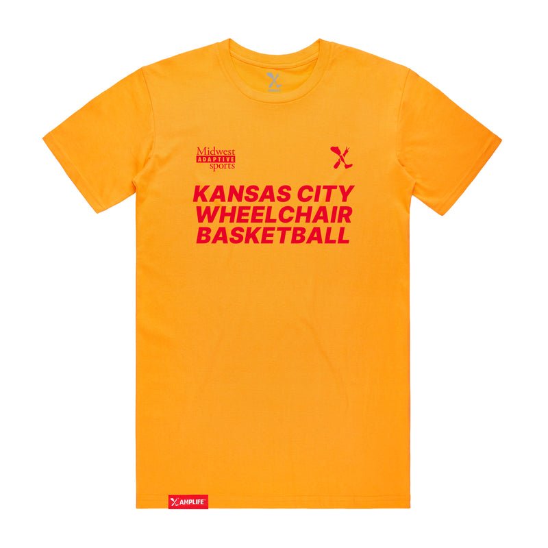 MAS Kansas City Kings Wheelchair Basketball Gold T-Shirt on a white background