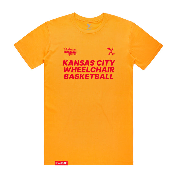MAS Kansas City Kings Wheelchair Basketball Gold T-Shirt on a white background