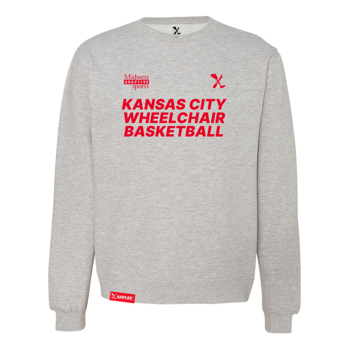 MAS Kansas City Kings Wheelchair Basketball Heather Grey Crewneck Sweatshirt on a white background