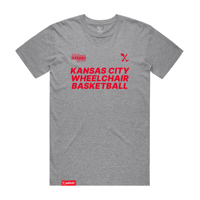 MAS Kansas City Kings Wheelchair Basketball Heather Grey T-Shirt on a white background