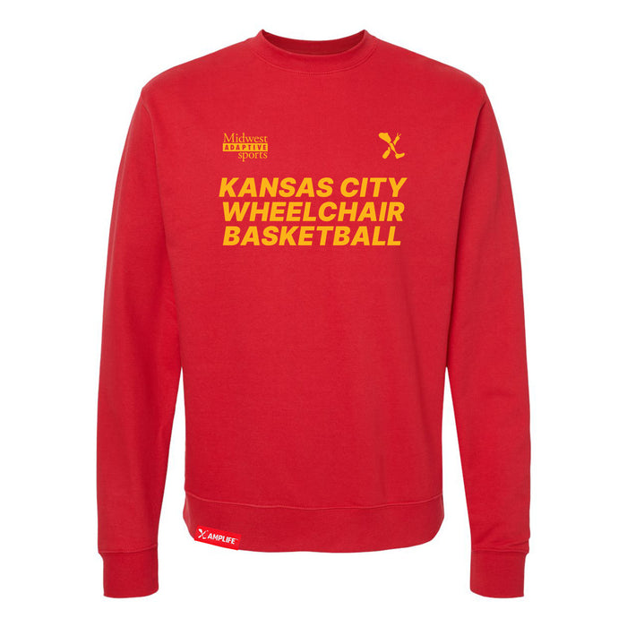 MAS Kansas City Kings Wheelchair Basketball Red Crewneck Sweatshirt on a white background