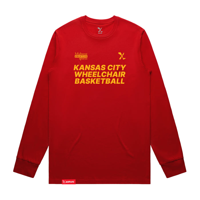 MAS Kansas City Kings Wheelchair Basketball Red Long Sleeve T-Shirt on a white background