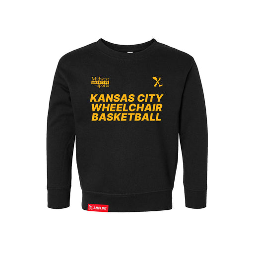 MAS Kansas City Kings Wheelchair Basketball Toddler Black Crewneck Sweatshirt on a white background