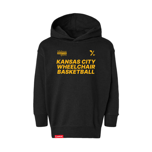 MAS Kansas City Kings Wheelchair Basketball Toddler Black Hoodie on a white background