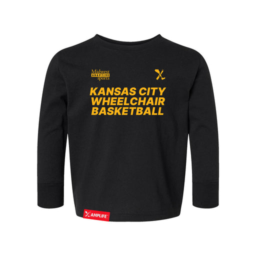 MAS Kansas City Kings Wheelchair Basketball Toddler Black Long Sleeve T-Shirt on a white background