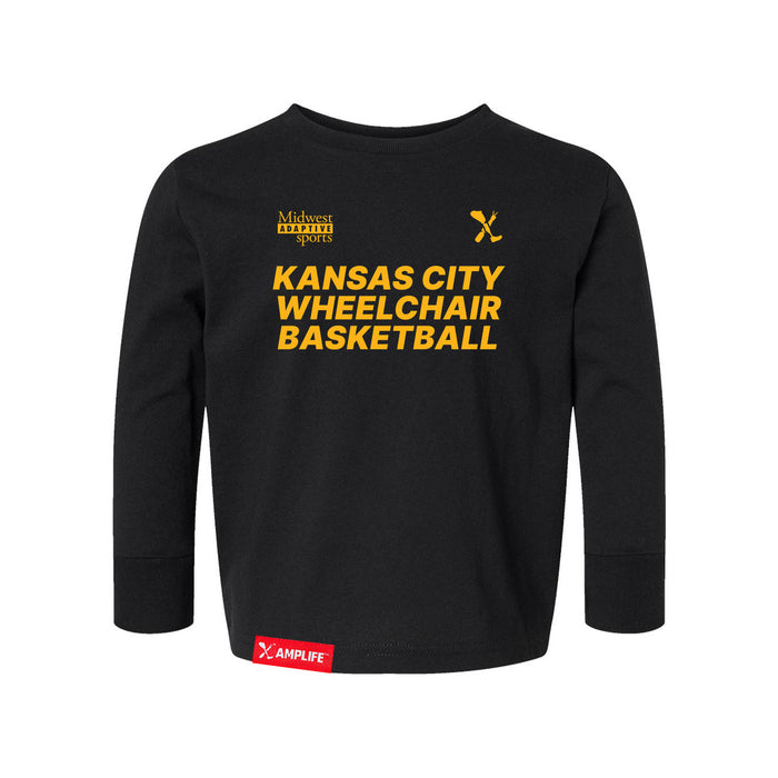 MAS Kansas City Kings Wheelchair Basketball Toddler Black Long Sleeve T-Shirt on a white background