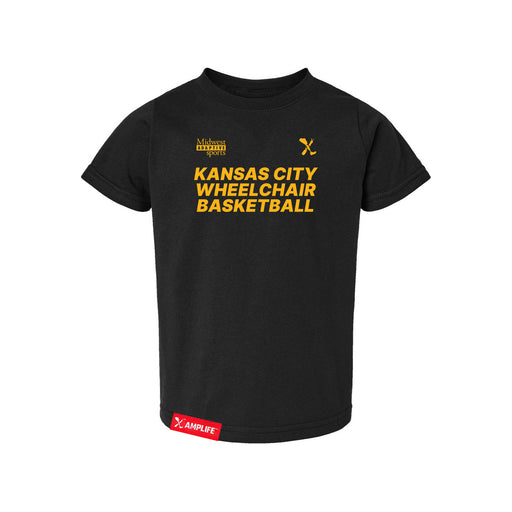 MAS Kansas City Kings Wheelchair Basketball Toddler Black T-Shirt on a white background