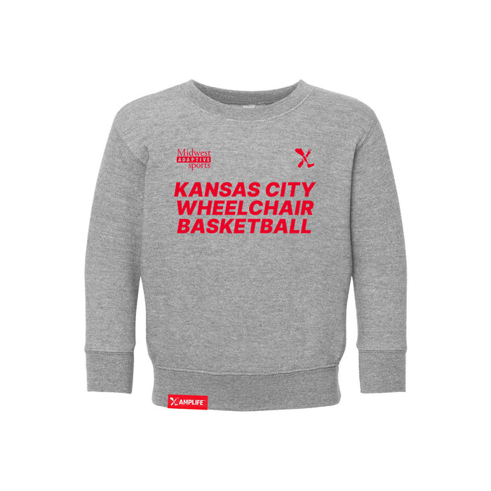 MAS Kansas City Kings Wheelchair Basketball Toddler Heather Grey Crewneck Sweatshirt on a white background