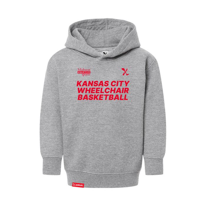 MAS Kansas City Kings Wheelchair Basketball Toddler Heather Grey Hoodie on a white background