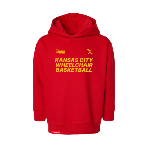 MAS Kansas City Kings Wheelchair Basketball Toddler Red Hoodie on a white background