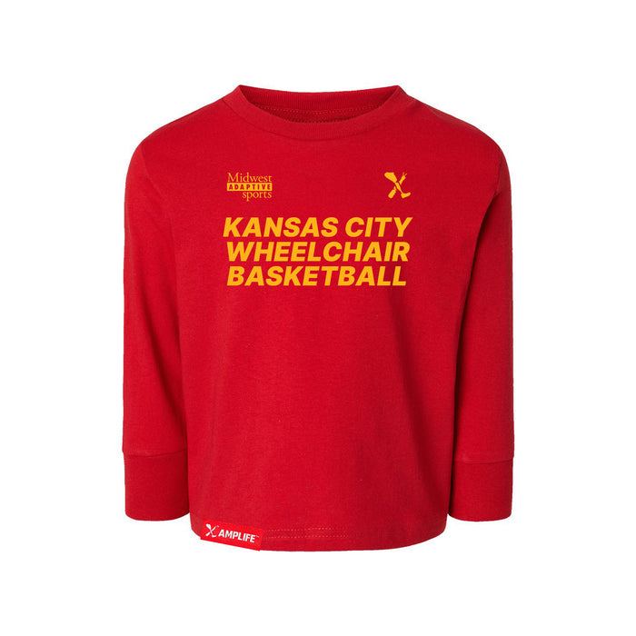 MAS Kansas City Kings Wheelchair Basketball Toddler Red Long Sleeve T-Shirt on a white background