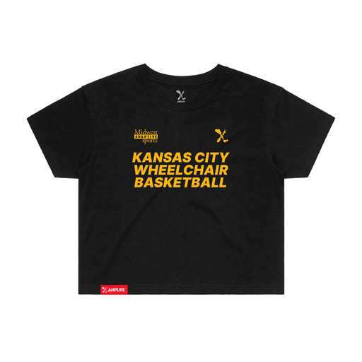 MAS Kansas City Kings Wheelchair Basketball Women's Black Crop T-Shirt on a white background