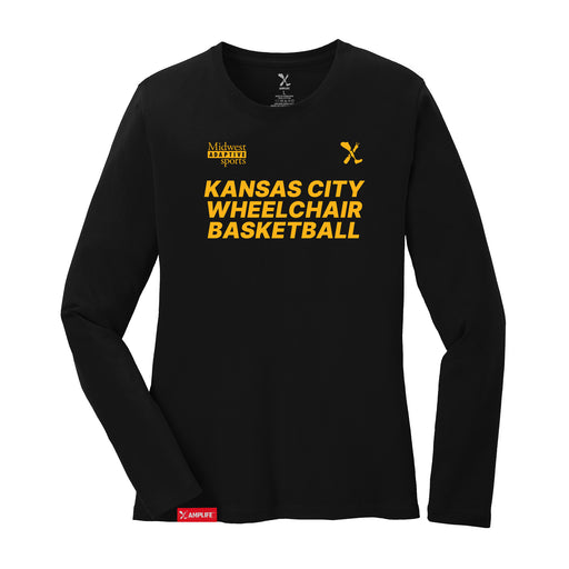 MAS Kansas City Kings Wheelchair Basketball Women's Black Long Sleeve T-Shirt on a white background