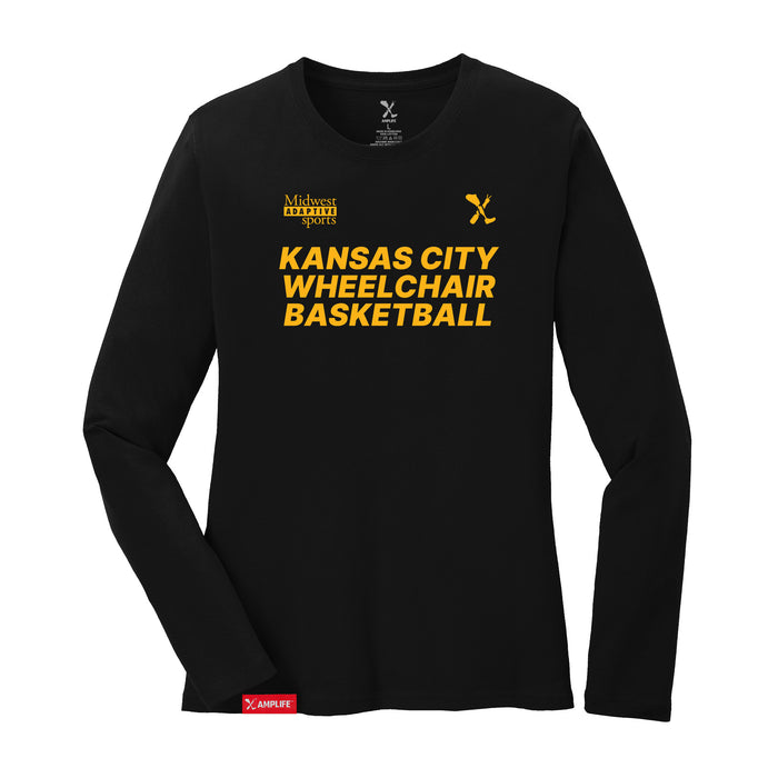 MAS Kansas City Kings Wheelchair Basketball Women's Black Long Sleeve T-Shirt on a white background