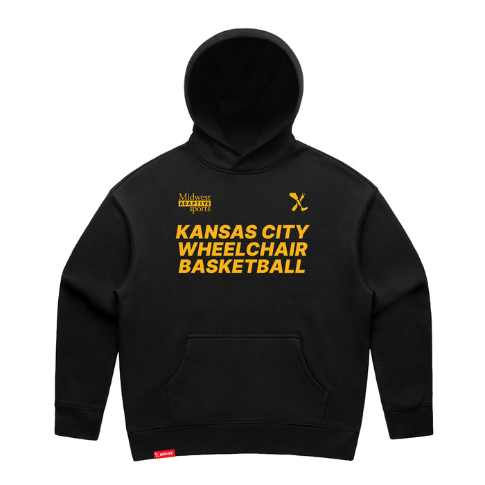 MAS Kansas City Kings Wheelchair Basketball Women's Black Modern Hoodie on a white background