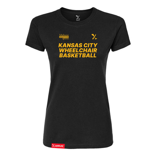 MAS Kansas City Kings Wheelchair Basketball Women's Black Slim T-Shirt on a white background