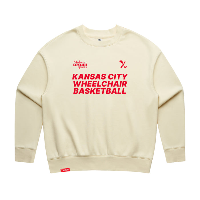 MAS Kansas City Kings Wheelchair Basketball Women's Butter Modern Crewneck Sweatshirt on a white background