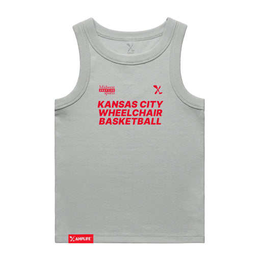 MAS Kansas City Kings Wheelchair Basketball Women's Grey Organic Tank Top on a white background