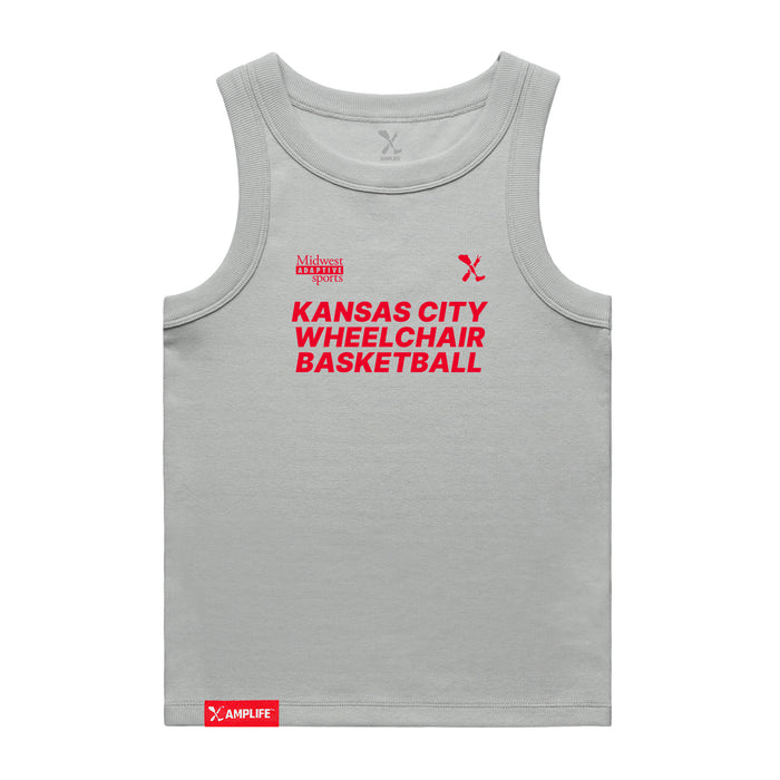 MAS Kansas City Kings Wheelchair Basketball Women's Grey Organic Tank Top on a white background
