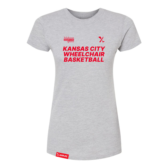 MAS Kansas City Kings Wheelchair Basketball Women's Heather Grey Slim T-Shirt on a white background