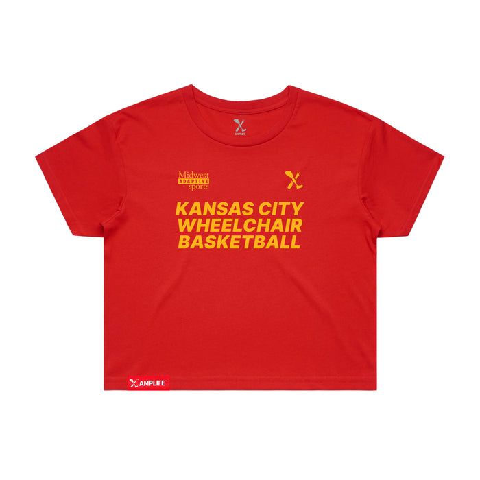MAS Kansas City Kings Wheelchair Basketball Women's Red Crop T-Shirt on a white background