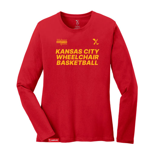 MAS Kansas City Kings Wheelchair Basketball Women's Red Long Sleeve T-Shirt on a white background