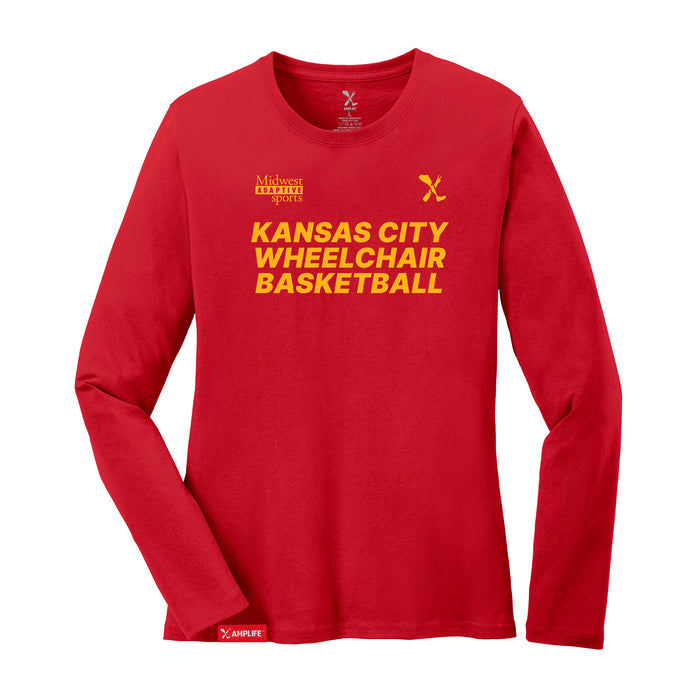 MAS Kansas City Kings Wheelchair Basketball Women's Red Long Sleeve T-Shirt on a white background