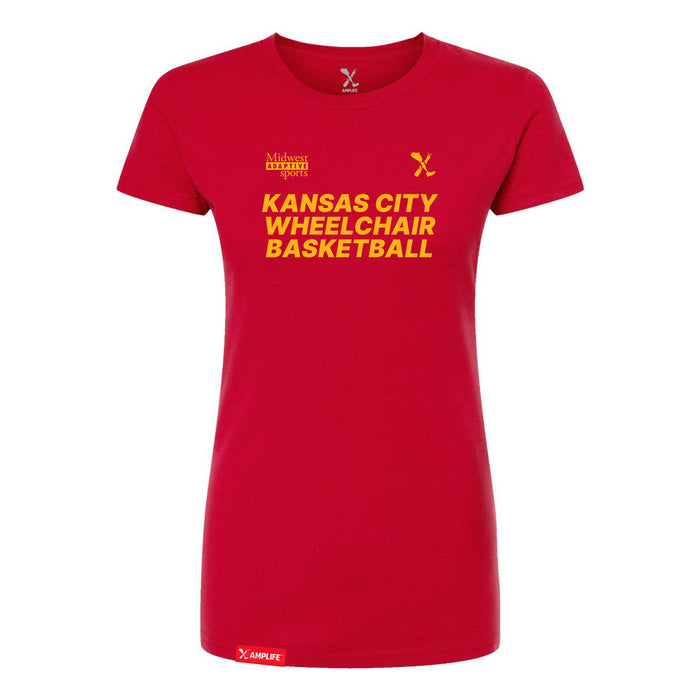 MAS Kansas City Kings Wheelchair Basketball Women's Red Slim T-Shirt on a white background