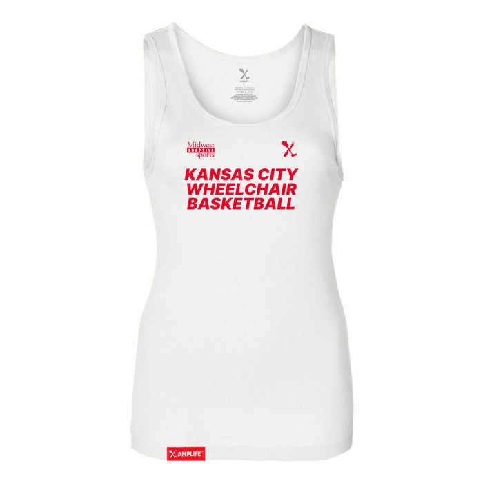 MAS Kansas City Kings Wheelchair Basketball Women's White Slim Micro Rib Tank Top on a white background