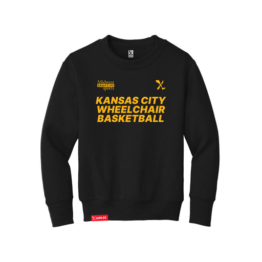 MAS Kansas City Kings Wheelchair Basketball Youth Black Crewneck Sweatshirt on a white background