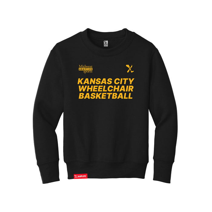 MAS Kansas City Kings Wheelchair Basketball Youth Black Crewneck Sweatshirt on a white background