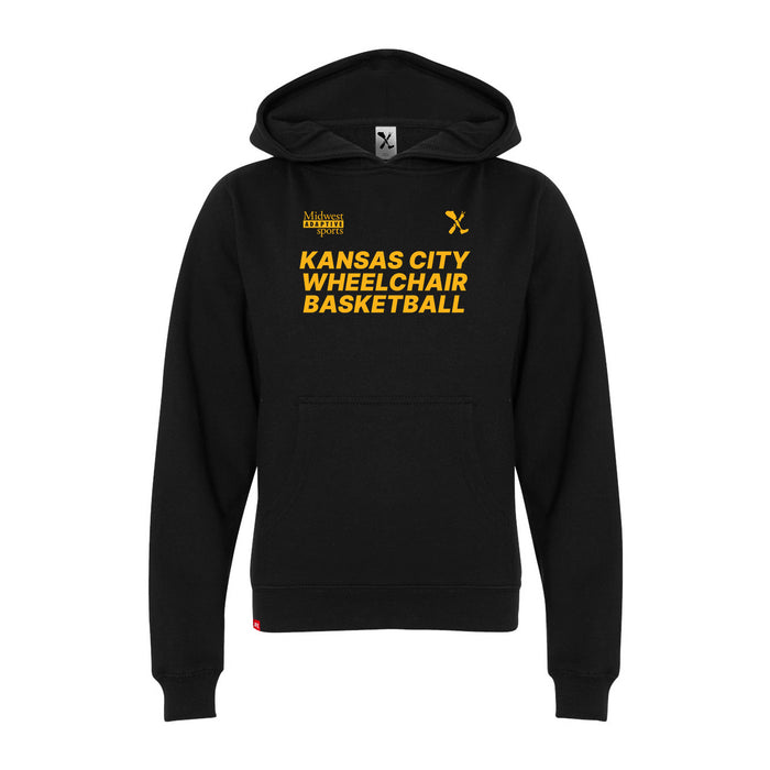 MAS Kansas City Kings Wheelchair Basketball Youth Black Hoodie on a white background