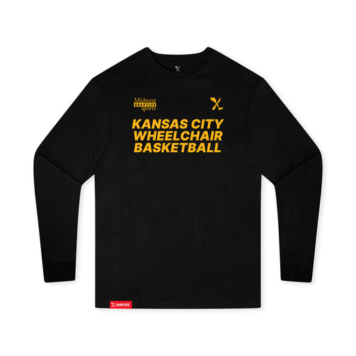 MAS Kansas City Kings Wheelchair Basketball Youth Black Long Sleeve T-Shirt on a white background