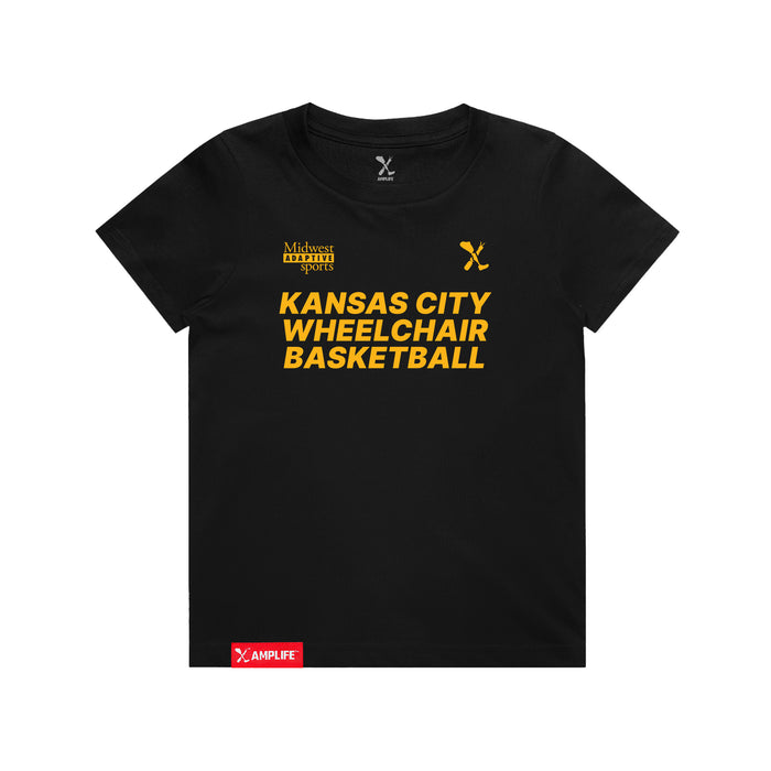 MAS Kansas City Kings Wheelchair Basketball Youth Black T-Shirt on a white background