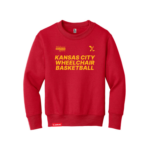 MAS Kansas City Kings Wheelchair Basketball Youth Red Crewneck Sweatshirt on a white background