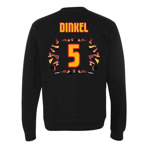 Back angle of the Roman Dinkel MAS Kansas City Kings Wheelchair Basketball Amplife Black Crewneck Sweatshirt against a white background