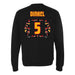 Back angle of the Roman Dinkel MAS Kansas City Kings Wheelchair Basketball Amplife Black Crewneck Sweatshirt against a white background